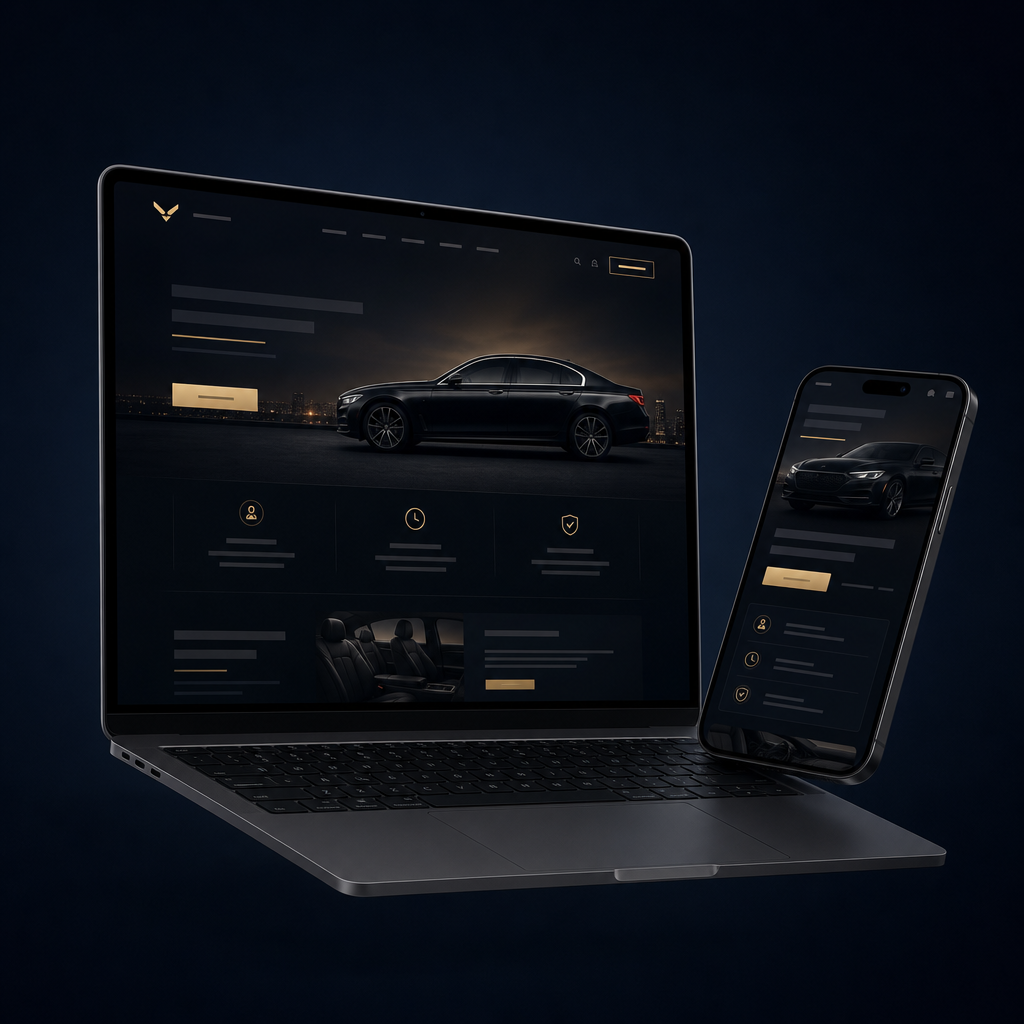 Site VTC premium sur MacBook et smartphone